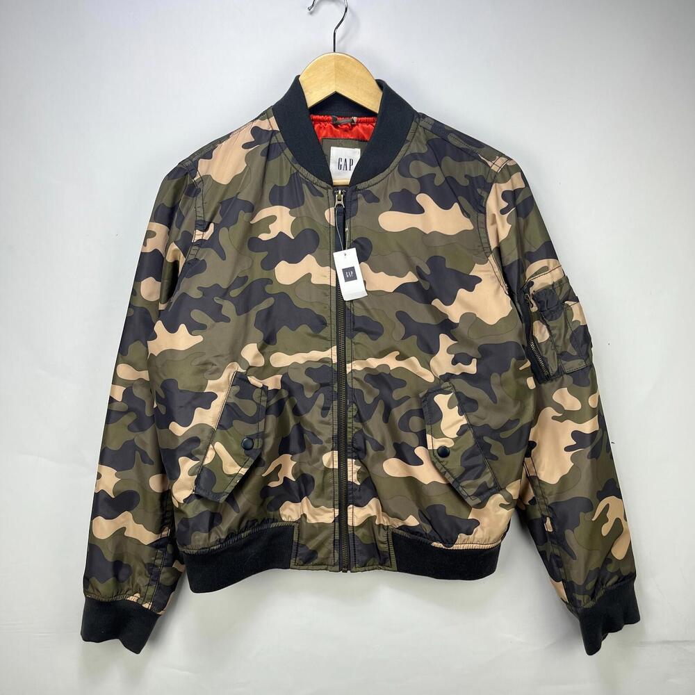 Gap Camo Flight Bomber Jacket Zip Up Medium Brand New